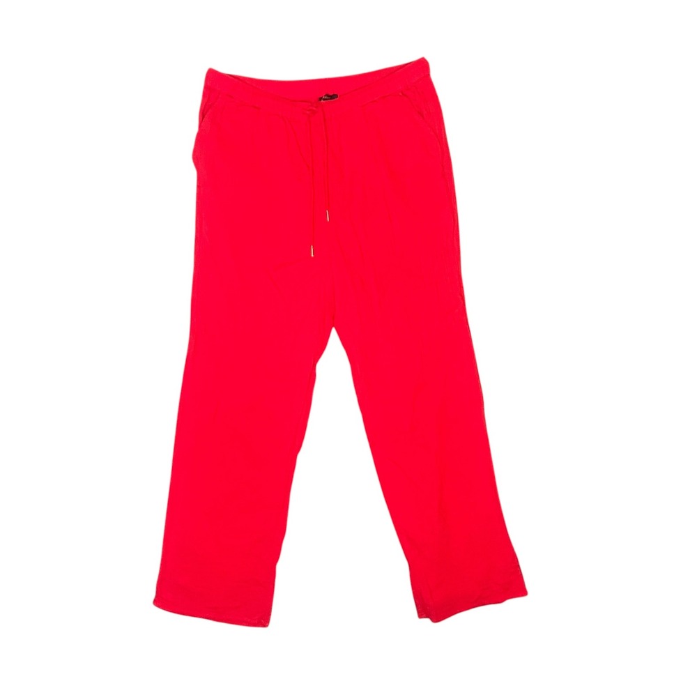 Quince Organic Cotton Gauze Straight Leg Pants Womens L Wild Cherry Red Casual
